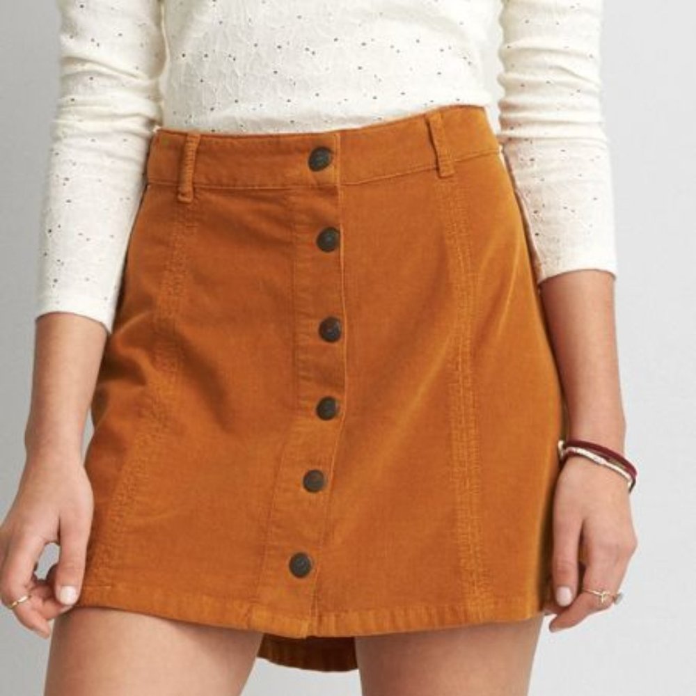 American Eagle Super Stretch Hi-Rise A-Line Corduroy Mini Skirt 8